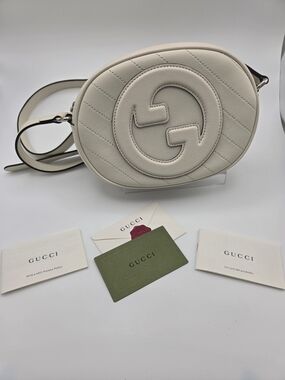 NEW Gucci White GG Blondie Quilted Leather Mini Shoulder Bag